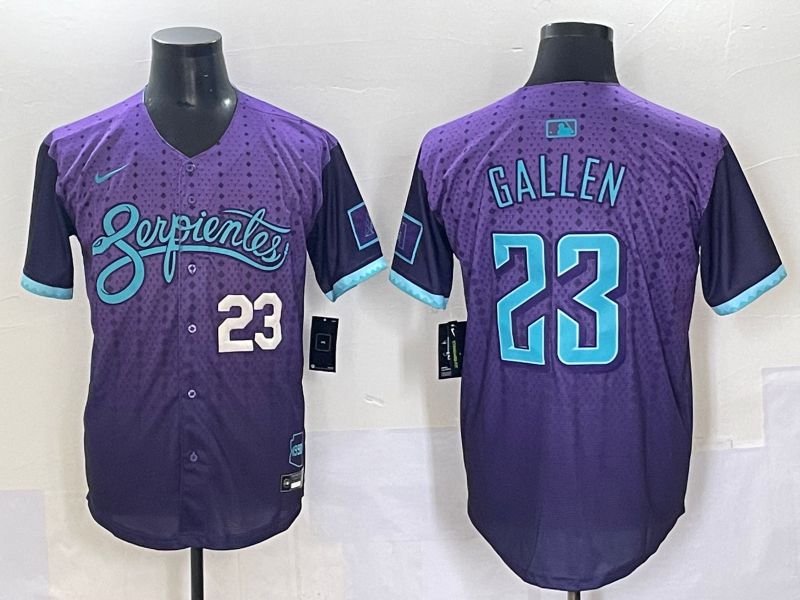 Men 2025 Arizona Diamondback #23 Gallen Purple Joint Name Nike MLB Jersey style 2